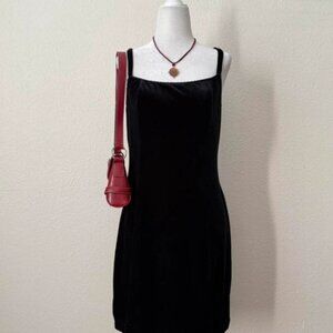 vintage 90's witchy goth black velvet mini dress